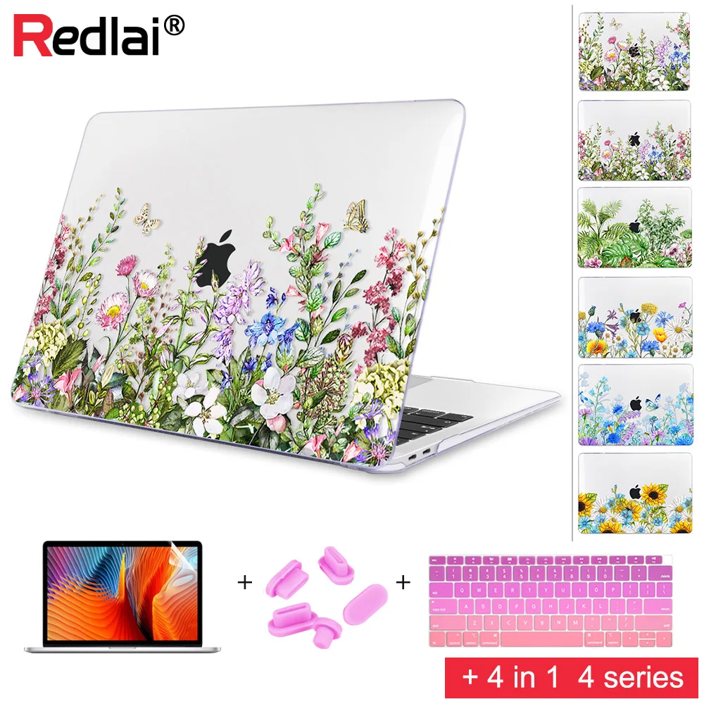 

Floral Printing Plastic Hard Case Shell For MacBook Air Pro 15 13 2018 A1932 A1989 A1990 Touch bar Pro Retina 13 15 Laptop Case