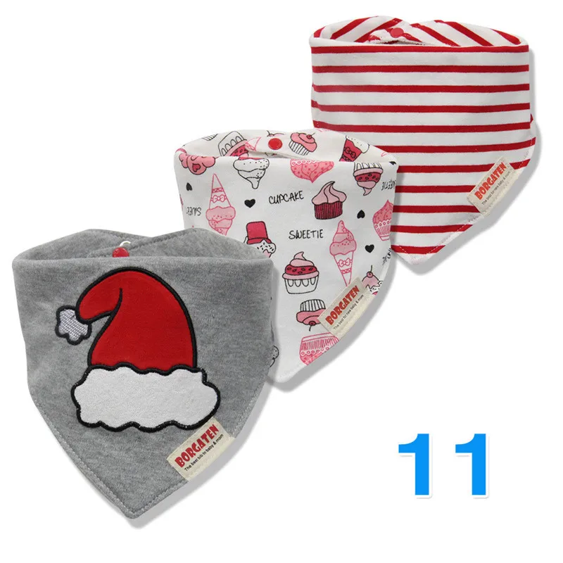 3pcs Organic Cotton Baby Scarf Muslin Burp Cloth Bandana Bibs Newborn Baby Boy Infant Girl Toddler Winter Scarf Waterproof Bib - Цвет: 11