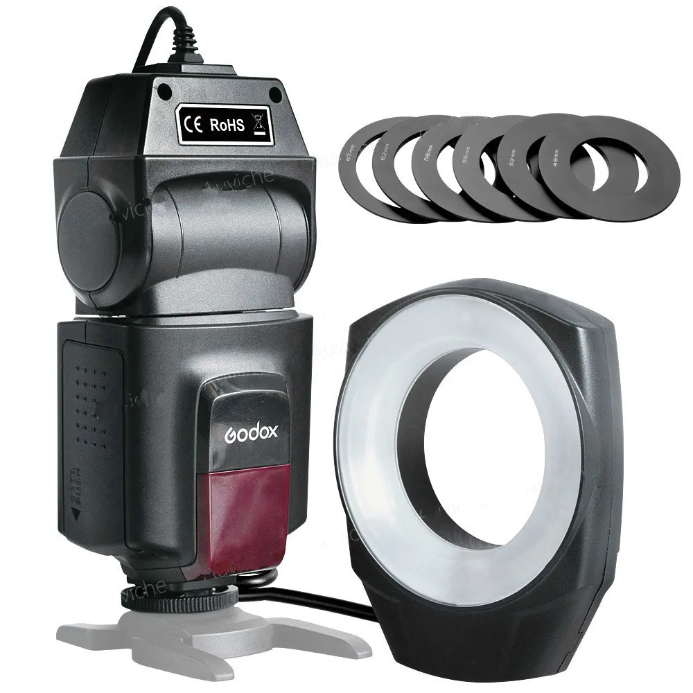 Godox ML-150 макро кольцо Вспышка Speedlite направляющий номер 10 с 6 линзами адаптер кольца для Canon Nikon Pentax Olympus DSLR камер
