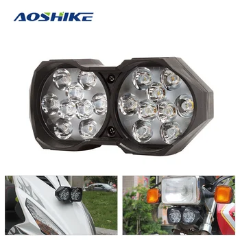 

AOSHIKE 1PCS LED Motorcycle Headlight Auxiliary Lamp 9 LED Motorbike Spotlight Accessories DRL Car Work Fog Head Light 12-85V