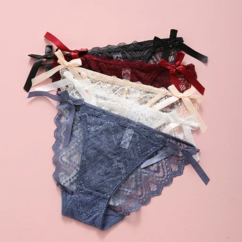 

BEFORW Summer Ultra-thin Panties Cute Bow Low Rise Transparent Panties Women Sexy Lingerie Underwear Women Lace Panties Briefs