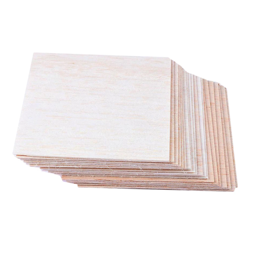DIY Материал модели Balsa деревянные листы для домашнего ремесла 100 мм X 100 мм X 1 мм 20 штук