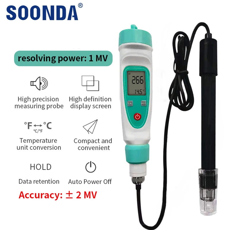

High Water Quality ORP Meter Redox Potential Negative Potential Hydrogen-Rich Water ORP Tester Detection Probe Sensor Controller