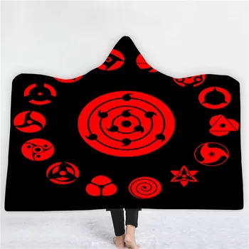 

Anime Naruto Hooded Blanket Hat Blanket Super Soft Cozy Velvet Plush Throw Blanket Multifunction Fur Fleece Throw Blanket