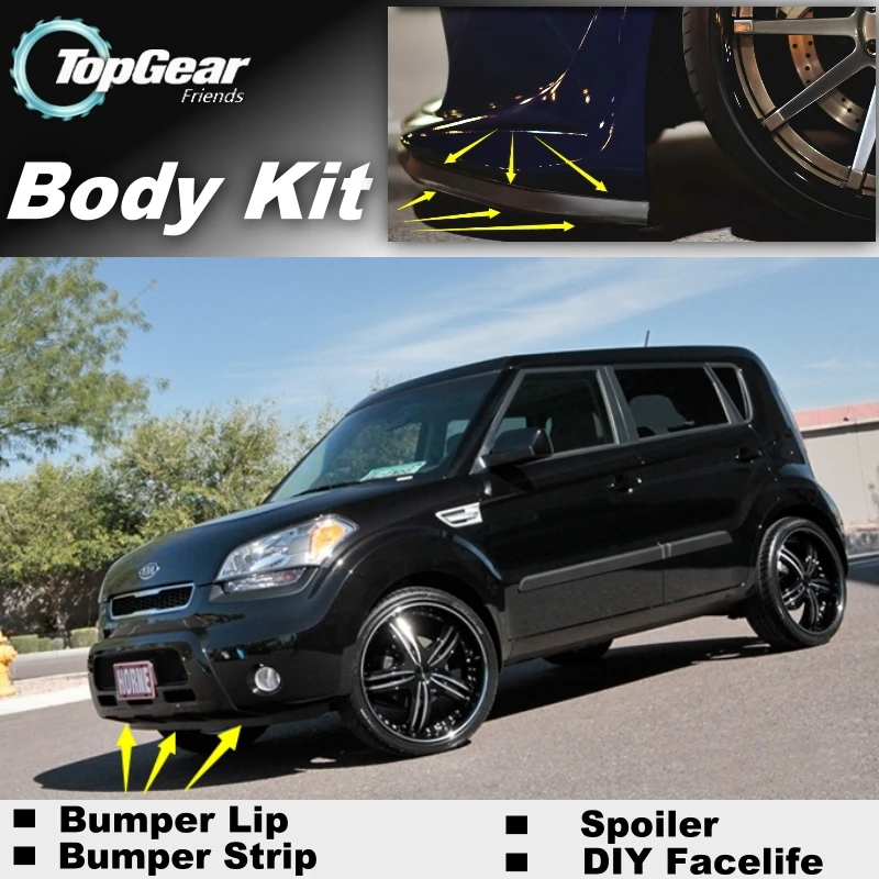 Дефлектор для губ KIA Soul передний спойлер юбка TopGear Friends тюнинг автомобиля комплект