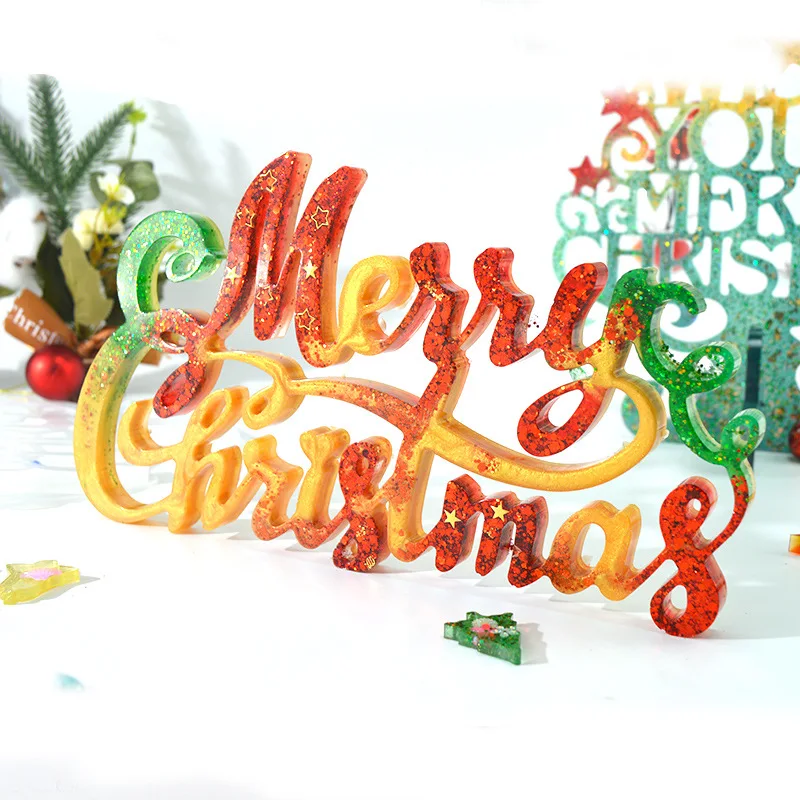 

Christmas Tree Letter Silicone Mold Decoration Christmas Silicone Mold For Resin DIY Christmas Series Crystal Epoxy Resin Mold