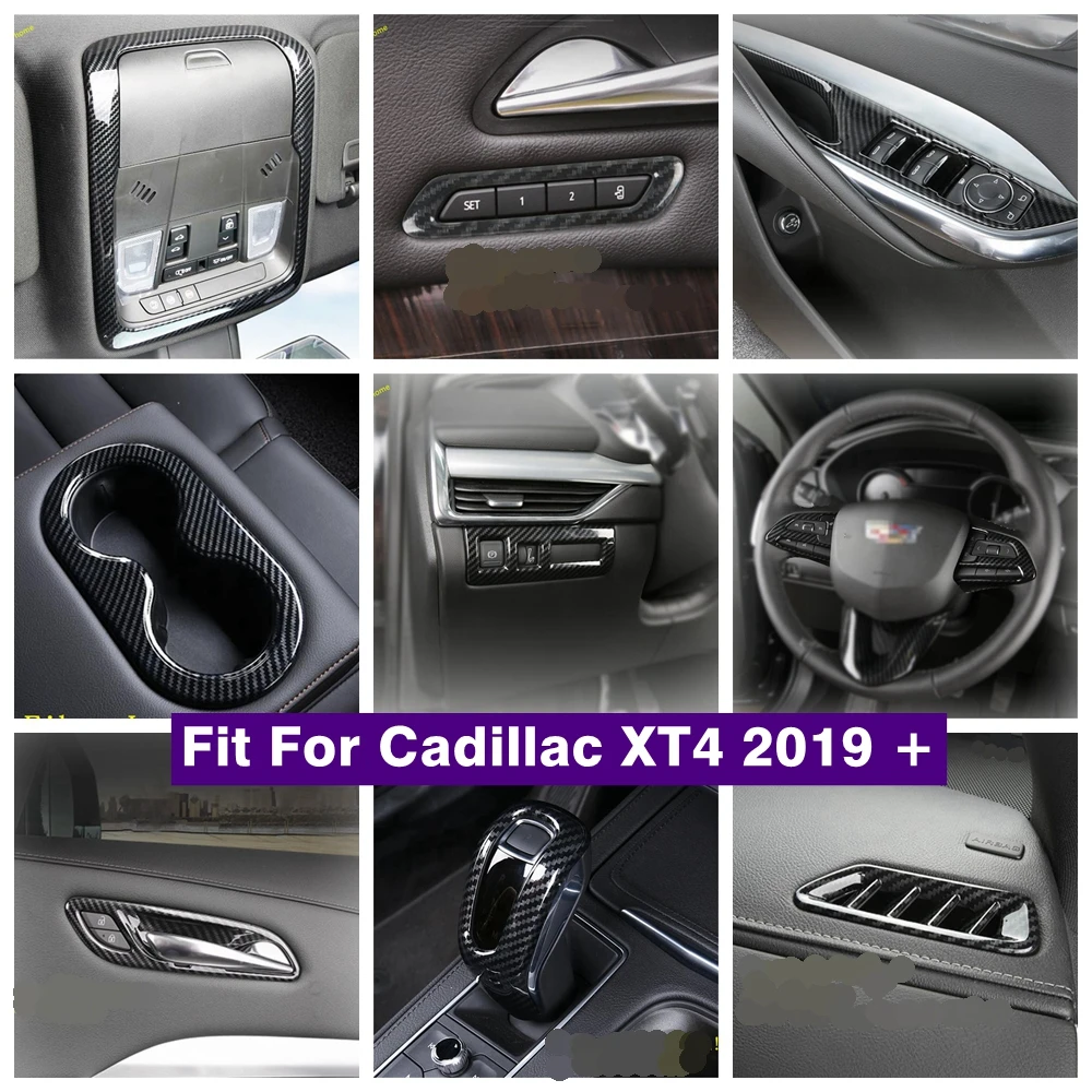 

Carbon Fiber Interior Refit Kit Glass Lift Button Air AC Gear Box Lights Control Panel Cover Trim For Cadillac XT4 2019 - 2022