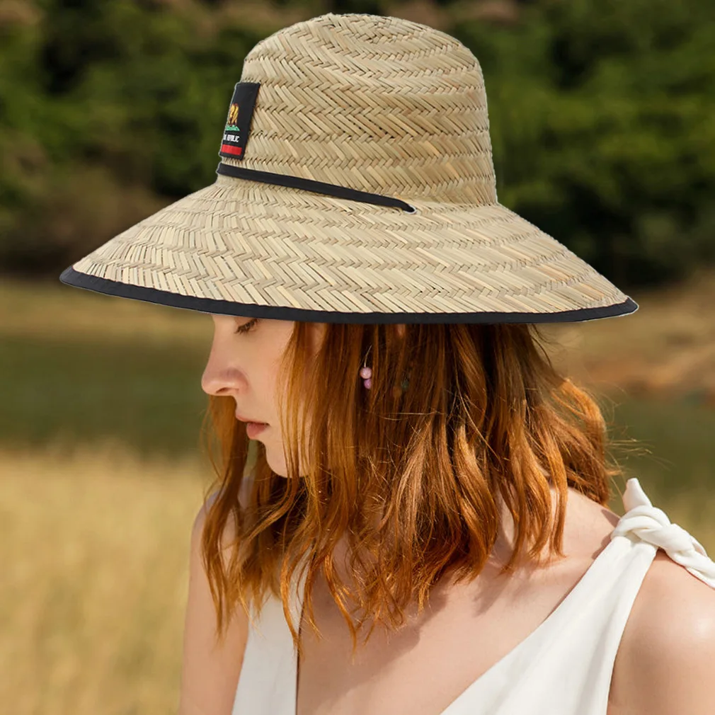 Men Lifeguard Hat Straw Summer Beach 
