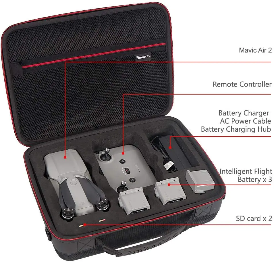 Портативная сумка для хранения Smatree жесткий чехол с плечевым ремнем DJI Mavic Air 2 и