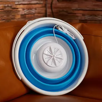 

Mini Portable Ultrasonic Turbine Washing Machine Foldable Bucket Type USB Laundry Clothes Washer Cleaner for Home Travel NEW