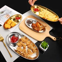 

Grid Multifunction Gold Dining Table Tray Oval Shape Storage Stainless Dessert Plate Nut Fruit Cake Tray Snack Kitchen Plate