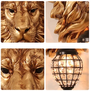 

French Luxury Lion Animal Shade Wall Lamp Nordic Home Decor Kitchen Wall Light Vintage Bedroom Indoor Lighting Wall Sconce Lamp