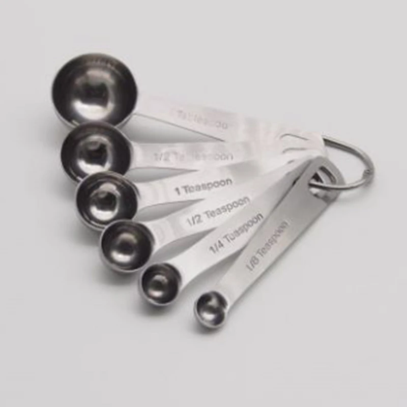 6 Pcs/Set Measuring Spoons Stainless Steel Seasoning Coffee Tea Measuring Spoons with Scale Bakery Tool Kitchen Supplies