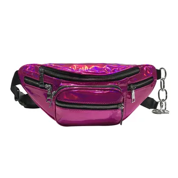 

Unisex Laser Leather Crossbody Bags Bright color Korean version Fashion High-capacity Shoulder bags Chest Bag taschen women