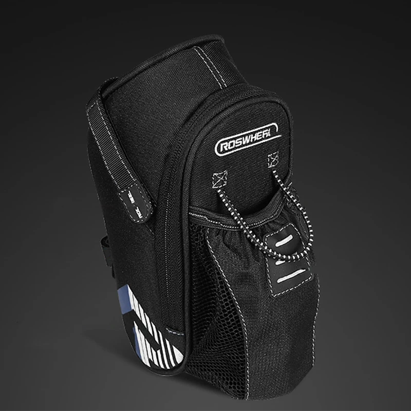 NewShot Bicycle Saddle Bag with Water Bottle Pocket MTB Bike Rear Seat Tail Bags Cycling Rear Seat Tail Bag Bike Accessories