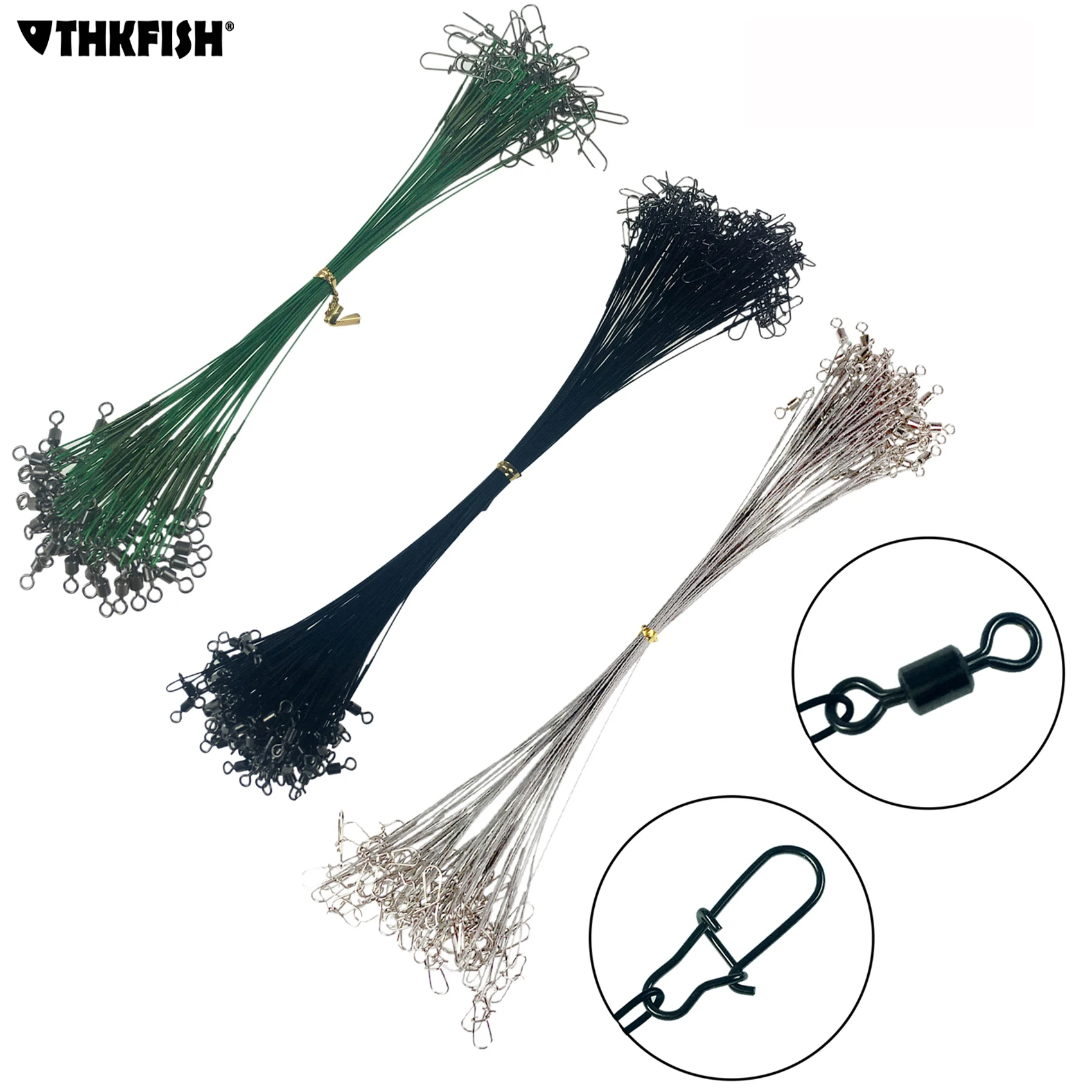 Fishing-Line Leader Snap Steel-Wire Carp Anti-Bait with Rolling-Swivels Duo-Lock Assorted