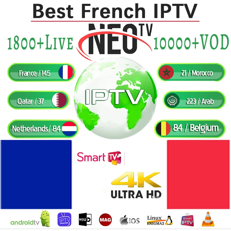 

Subscription IPTV France Europe Arabic 12 months IPTV Belgium Dutch Germany French for M3u list Smart IPTV smarters MAG Android