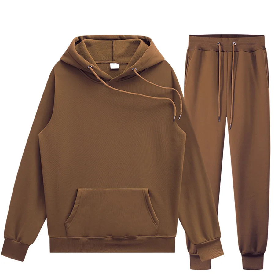 Sweatshirt Suit Men's 2 Piece Set Sweatshirt + Sweatpants Warm Pullover Hoodie Tracksuit Men Outfit Set Casual Streetwear
