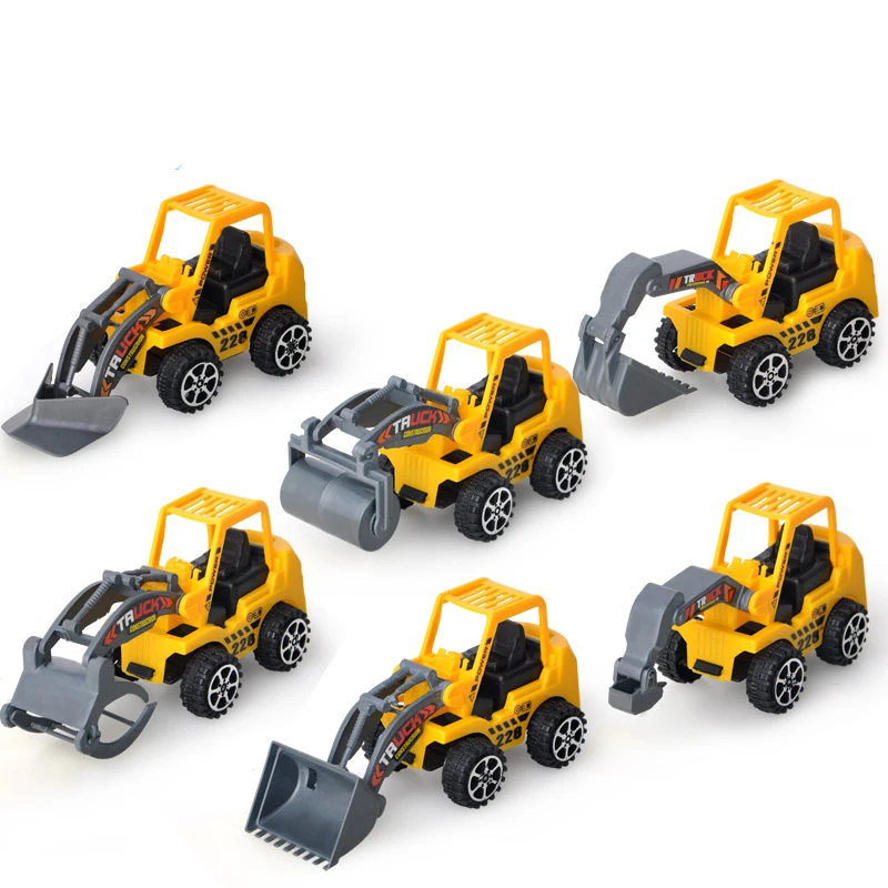 

6 pcs/set Engineering Vehicle 1:72 Scale High Simulation Kid Car Model Funny Excavator Bulldozer Toy Gift For Children Boy F2013