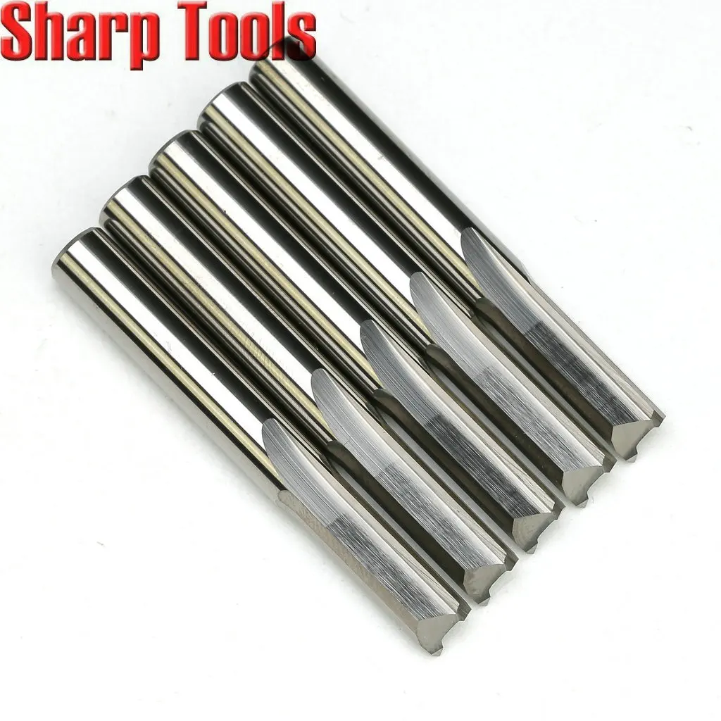 4 6mm Carbide Tip Straight Slot CNC Router Bits 2 Flute MDF Wood Milling Cutting 