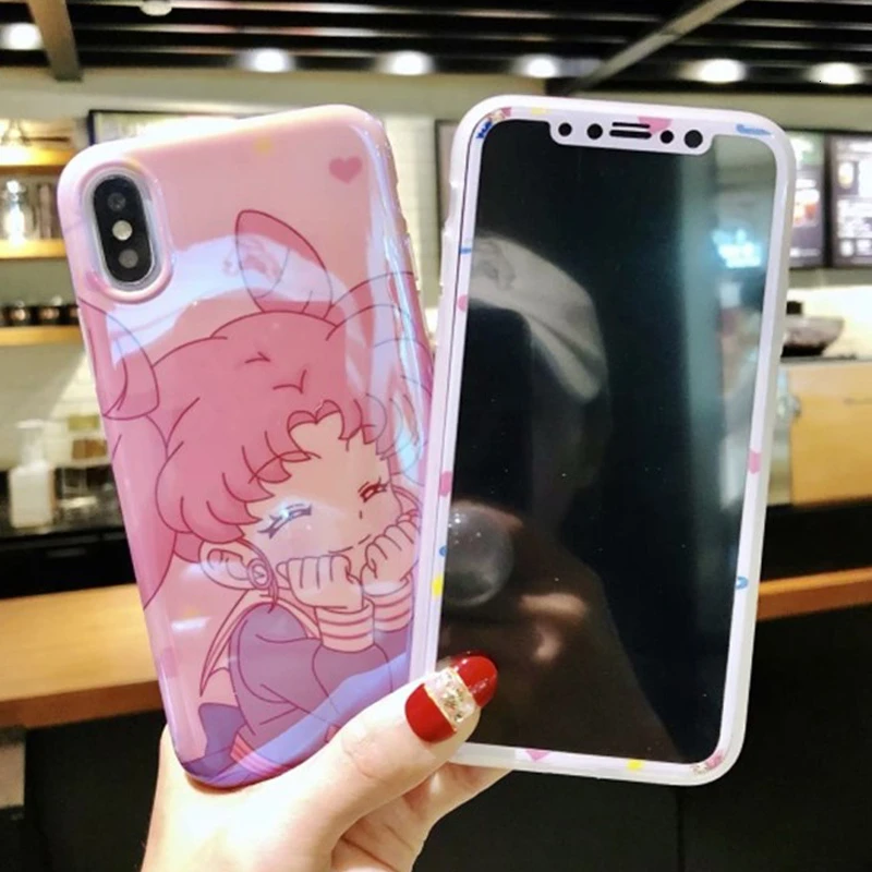 360 Full Cover Phone Case+Tempered Glass Front Film For iPhone 11 Pro X XS Max XR 8 7 6 6S Plus Cute Cartoon soft Cases Coque | Мобильные