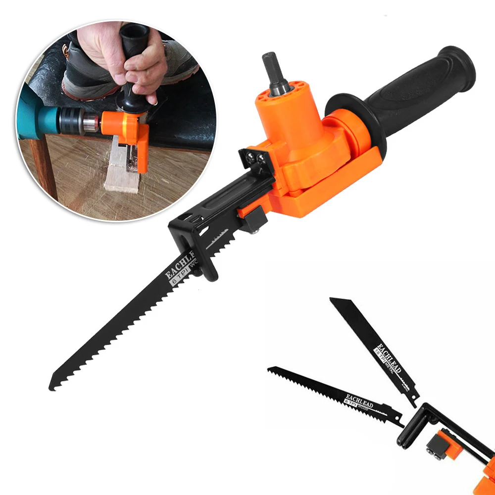 

WAKYME Woodworking Reciprocating Saw Attachment Adapter Change Into Electric Drill for Wood Metal Power Cutting Tool