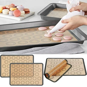 

2Pcs Non Stick Silicone Dough Macaroon Tray Oven Baking Pastry Mould Sheet Mat Baking & Pastry Tools Kitchen Tools