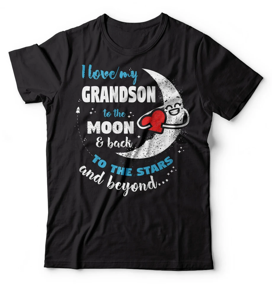I Love My Grandson T-Shirt Gift For Grandpa Grandma Grandparents Tee Nana Papa Custom Graphic Tees Shirt |