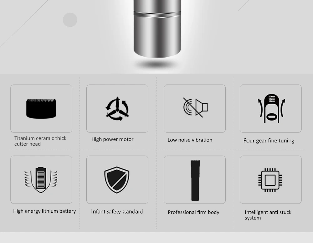 Ufree, электрическая машинка для стрижки волос, перезаряжаемый триммер для волос, бритва, Беспроводная Бритва, 0,8-2,0 мм, регулируемая, низкий уровень шума для взрослых/детей