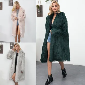 

T0653 European and American Autumn &Winter Clothing Faux fur Overcoat Ladies Suit Collar Faux Fur Coat