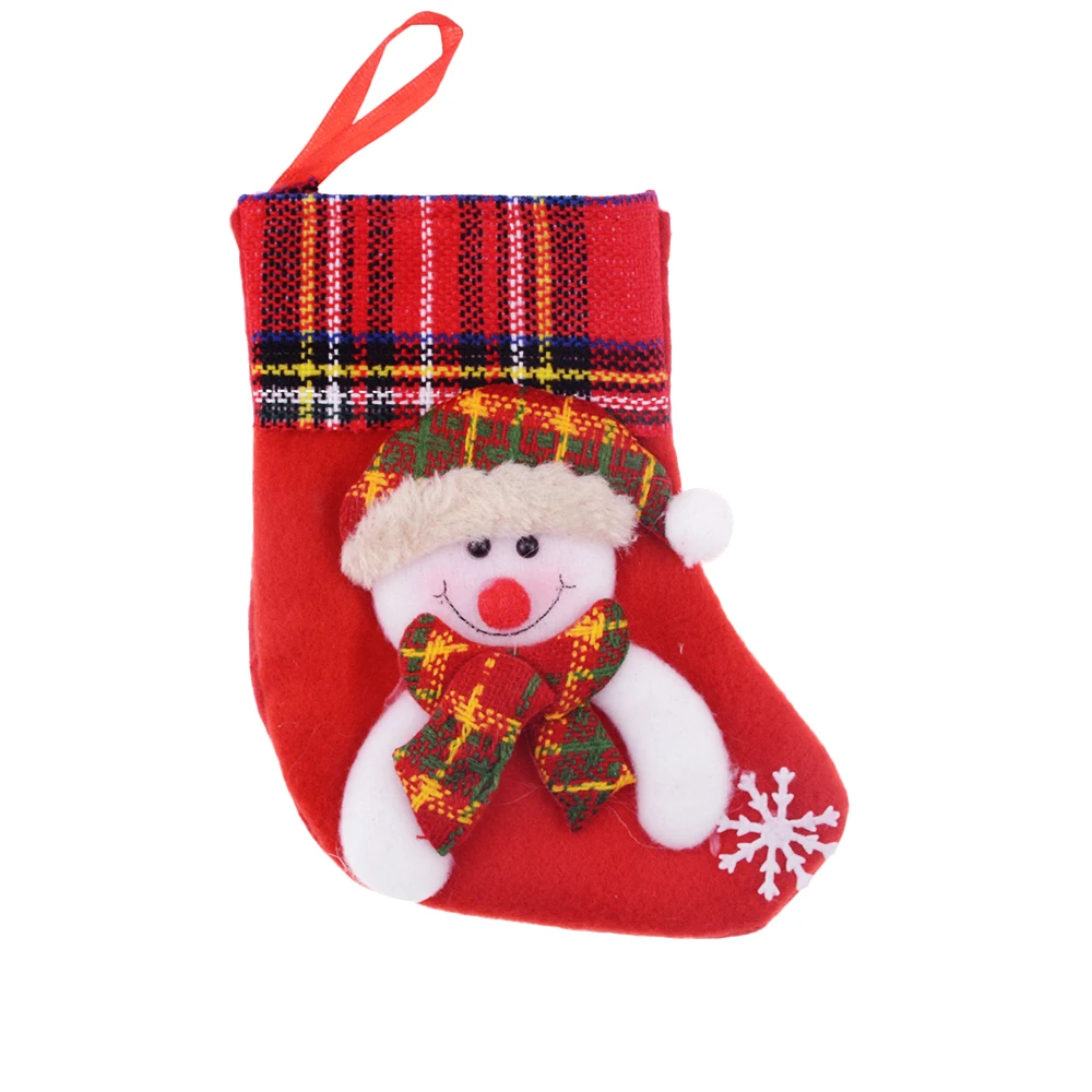 1PCS Christmas Stockings Hanging Christmas Tree Decoration Ornaments New Year Candy Bag Gifts Socks Stocking Xmas Ornament - Цвет: Snowman red sock