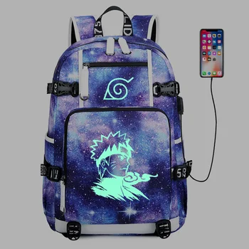 

Hot Naruto Luminous Rucksack Hokage School Travel laptop Bag for Teenagers Japanese Anime Canvas Backpack Bolsas Mochila Escolar