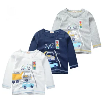 

Cartoon Print Boys Car Bicycles Trucks T Shirt Autumn Infant Kids Boys Girls Traffic Lights T-Shirts Clothes Cotton Toddler Tops