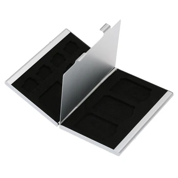 

12 in 1 Aluminum Storage Box Bag Memory Card Case Holder Wallet Large Capacity For 4 * SD Micro SD SDHC SDXC MMC 8 * TF SIM Card