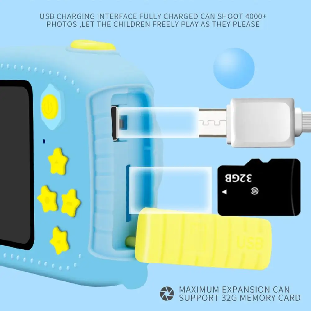 12 МП мини Детская камера игрушка цифровая видеокамера модель с рисунком кролика