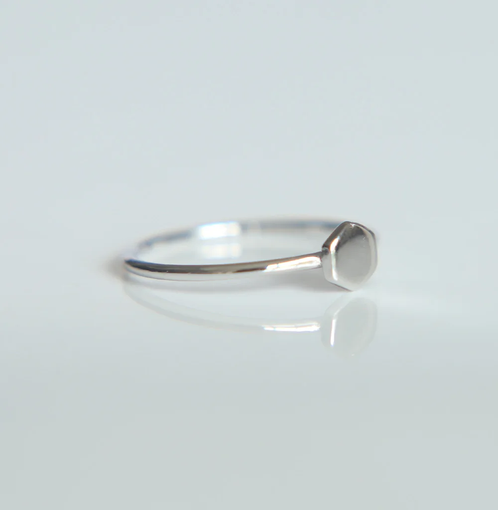New Arrived Genuine 925 Silver simple thin band hexagon geometric no stone silver thin ring