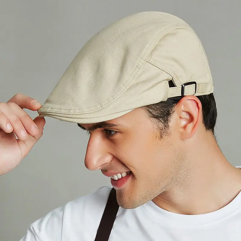 Men's British Ivy Cap Fashion Big Head Spring and Summer Leisure Beret Male Solid Cotton Newsboy Hat 55-60cm casual hat beret hat newsboy cap newsboy hat