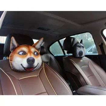 

3D Printed Schnauzer Teddy Dog face Car Headrest Neck Rest Auto Neck Safety Cushion/ Car Neck Support Headrest