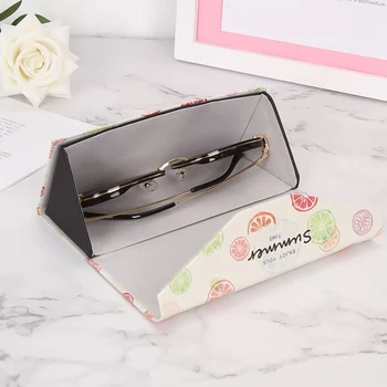 

New Fresh Girl Glasses Case Folding Triangle Lightweight Portable Sun Glasses Case Fashion Print Sunglasses Box