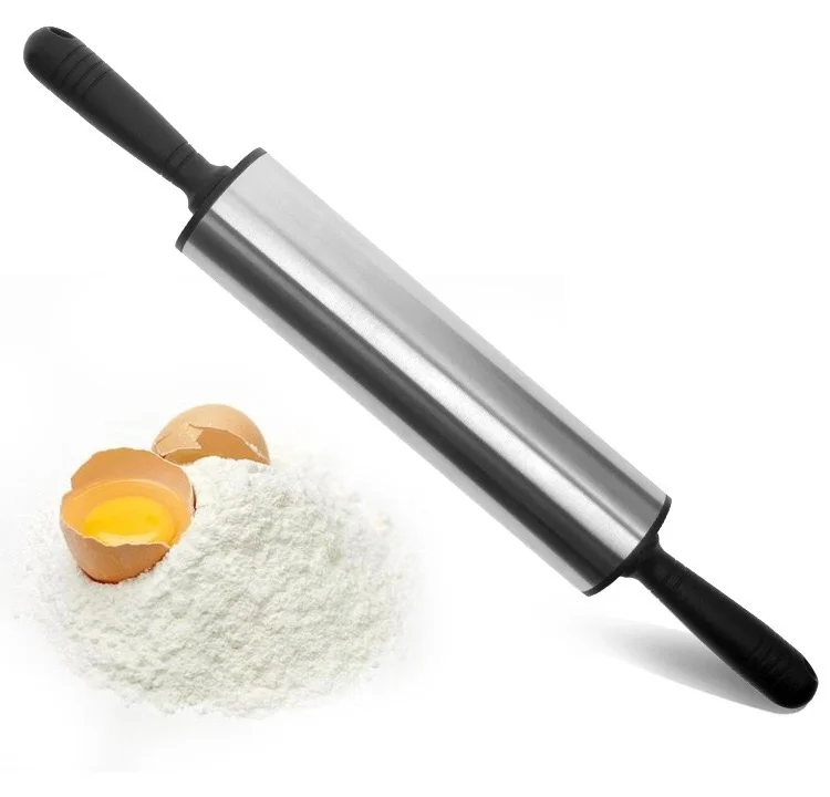 

Stainless Steel Rolling Pin Non-stick Pastry Dough Roller Bake Pizza Noodles Cookie Pie Making Baking Tools Kitchen Accessories