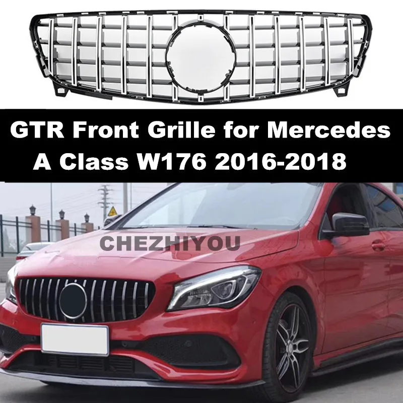 GTR Передняя решетка для Mercedes A Class W176- GTR стиль Серебряный цвет черный цвет