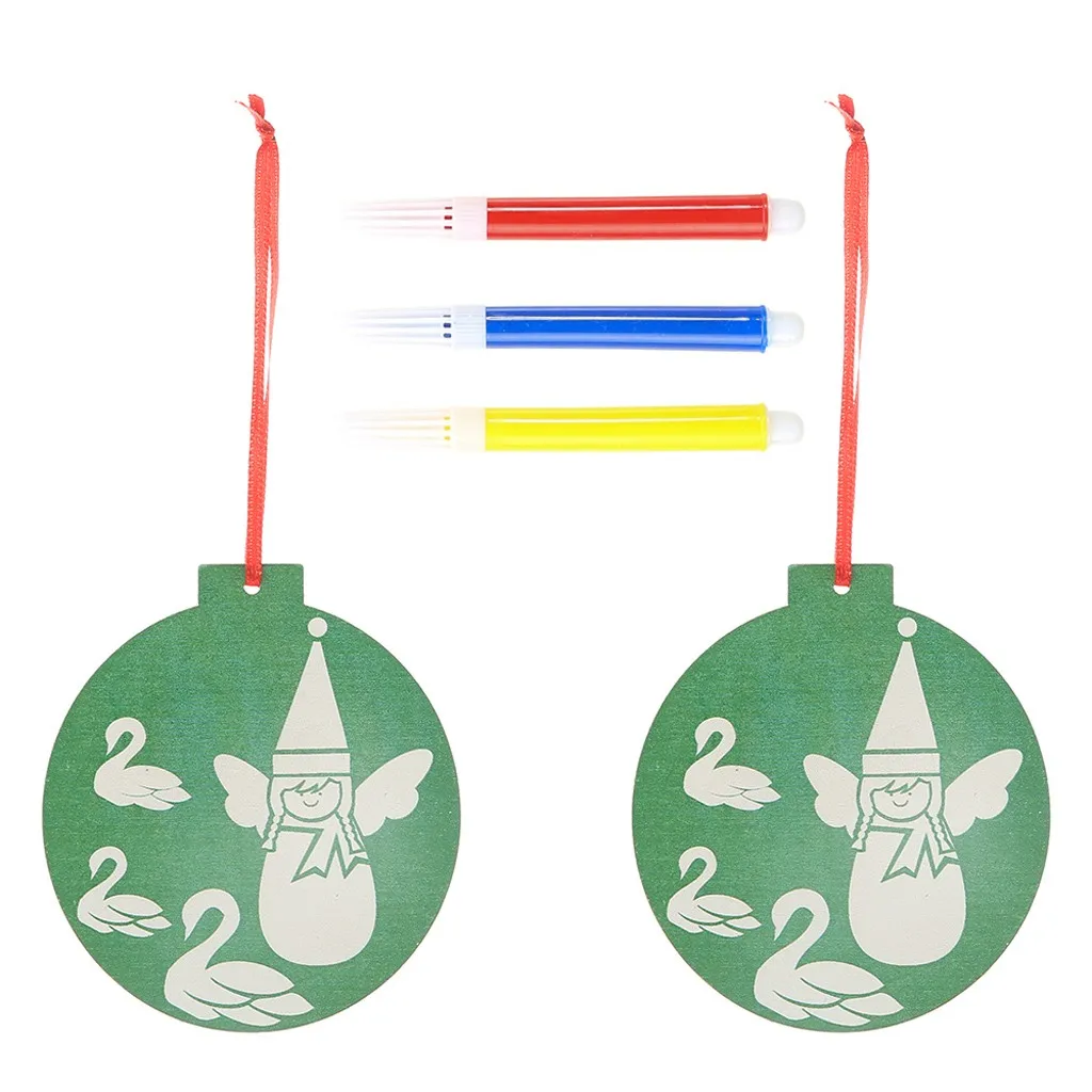 B Merry Christmas DIY граффити круглые деревянные висячие украшения мини Санта Клаус Лось снеговик дерево колокольчики украшения navidad F93 - Цвет: B
