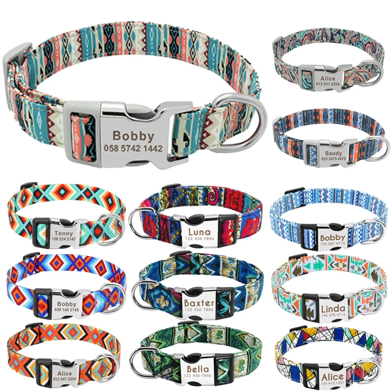 PersonalizedIndianDogCatCollarCustomNylonPuppyCollarsChihuahua