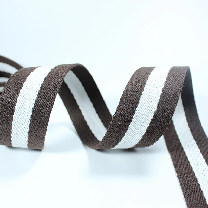 

50 Yards 3.2cm Wide High Density Khaki White Webbing Two-Color Reinforced Non-Slip Polyester-Cotton Webbing