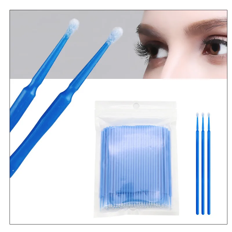 

ANGNYA 100PCS Disposable Cotton Swab Pink Blue False Eyelash Extension Grafting Tools Swab Bendable Eye Lashes Curl Makeup Tools