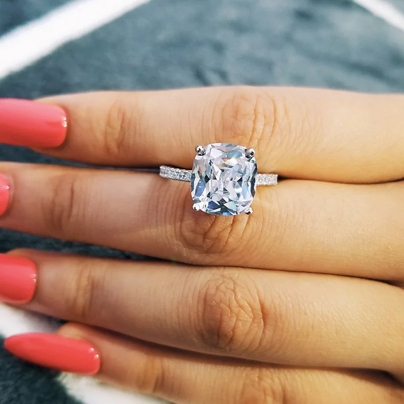 Женское кольцо из серебра 925 пробы с огранкой подушки|ring finger|cushion cut925 sterling silver ring |