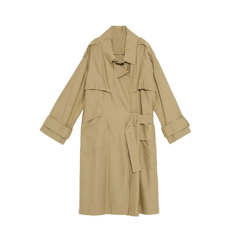 On14 Autumn New Style Trend Slimming Mid-length Belt Ornaments Trench Coat