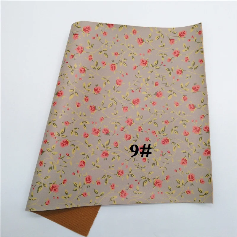 9 Glitterwishcome 21X29 см A4 размер цветы напечатаны искусственная кожа ткань, напечатаны Синтетическая кожа листы для бантов, GM468A - Цвет: 9