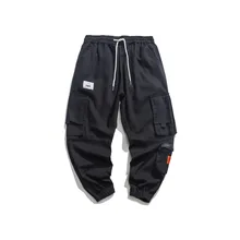 Новинка, стильные мужские повседневные штаны, свободные, на завязках, широкие штаны, американский стиль, повседневные, уличные, универсальные, с несколькими карманами, брюки