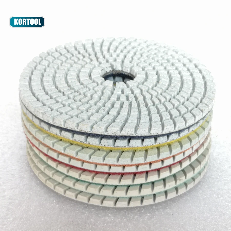 Diamond Polishing Pads Wet/Dry for Granite Stone Concrete Marble Polishing Use Grinding Discs Set  Spiral Type